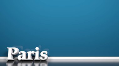 Paris 'i mavi boş bir duvarda yaz - arkaplan - 3D resimleme