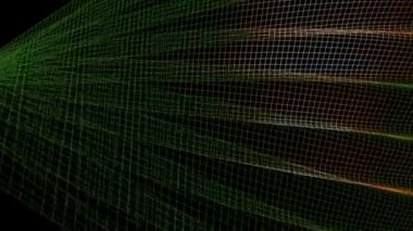 Dalgalı renkli bir ızgara siyah arkaplan üzerinde hareket ediyor - 3d görüntüleme videosu