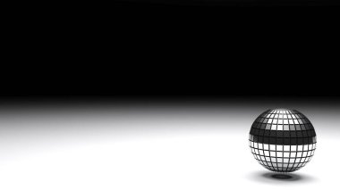 Beyaz bir yüzey üzerinde soyut metalik küre - 3 boyutlu resimleme