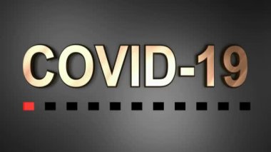 COVID-19 bakır üzerine kırmızı ilerleme çubuğuyla siyah arkaplan - 3D görüntüleme videosu