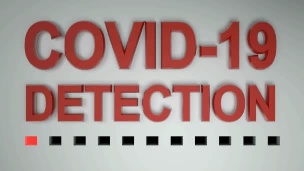 Schrijven Covid Detectie Witte Achtergrond Met Een Gestippelde Voortgangsbalk Opgroeien — Stockvideo