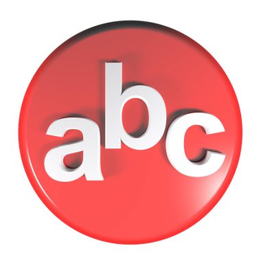 abc kırmızı daire beyaz arkaplandaki düğmeye basın - 3B resimleme