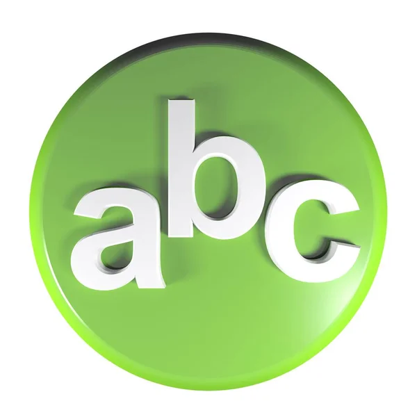Abc Círculo Verde Empurrar Buttn Fundo Branco Ilustração Renderização — Fotografia de Stock