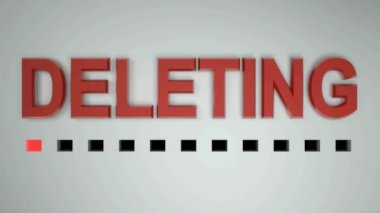 Kırmızı noktalı ilerleme çubuğuyla beyaz arkaplanda Silinen yazı - 3D görüntüleme videosu