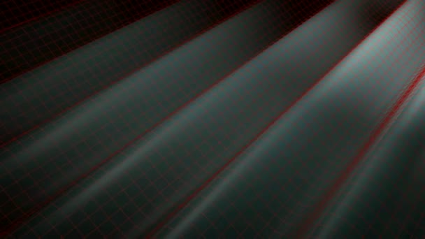 Green Surface Red Grid Waving Shadows Llights Rendering Video Clip — Stock Video