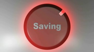 Kaydetme sözcüğüyle kırmızı daire işareti ve dönen imleç - 3D görüntüleme klibi