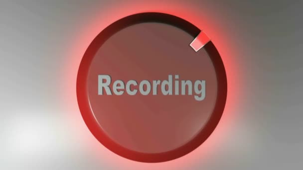 Een Rood Cirkel Bord Met Het Schrijven Recording Een Draaiende — Stockvideo