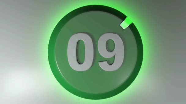 照明付き回転カーソルのある円バッジの番号09 3Dレンダリングビデオクリップ — ストック動画