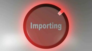 IMPORTING yazan bir kırmızı daire işareti ve dönen bir imleç - 3D görüntüleme klibi