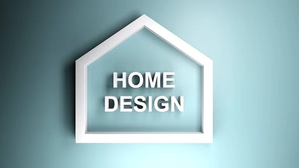 Ikon Home Design Pada Latar Belakang Biru Ilustrasi Render — Stok Foto