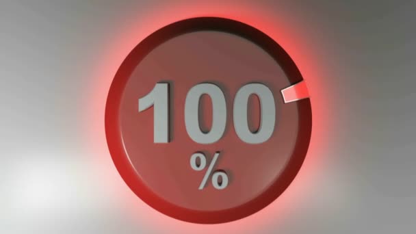 100% red circle sign with rotating cursor - 3D rendering video clip — Stock Video