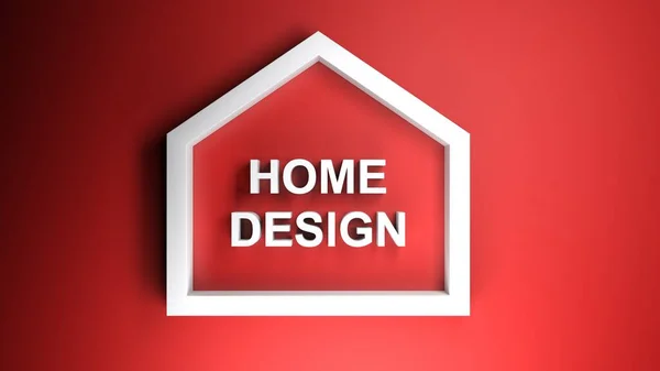 Ícone Home Design Fundo Vermelho Ilustração Renderização — Fotografia de Stock