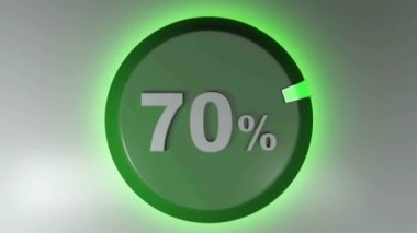 % 70 yazma ve dönen imleci olan bir yeşil daire işareti - 3D görüntüleme videosu