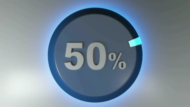 書き込み50 と回転カーソル付きの青い円記号 3Dレンダリングビデオクリップ — ストック動画