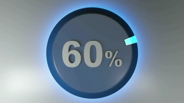 書き込み60 と回転カーソル付きの青い円記号 3Dレンダリングビデオクリップ — ストック動画