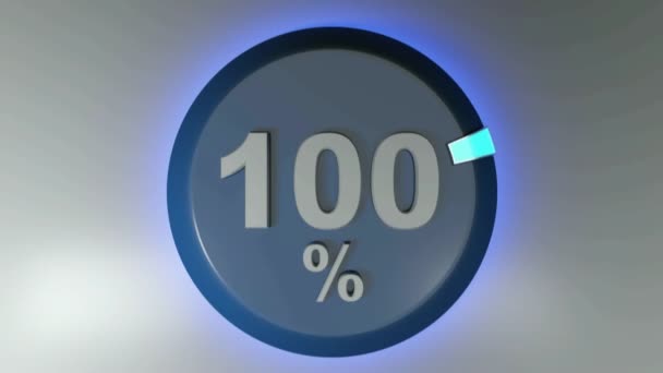 Ein Blaues Kreiszeichen Mit 100 Schreibwert Und Einem Rotierenden Cursor — Stockvideo