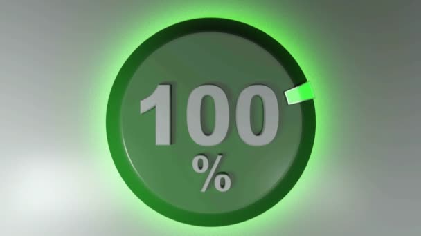 一个绿色的圆形标志 带有100 的笔迹和旋转光标 3D渲染视频剪辑 — 图库视频影像
