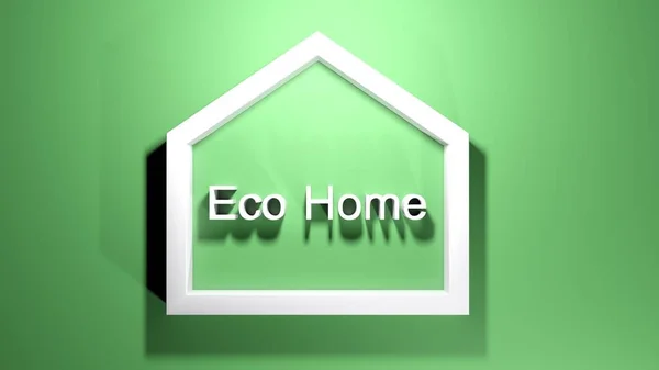 Eco Home Icona Sfondo Verde Illustrazione Rendering — Foto Stock