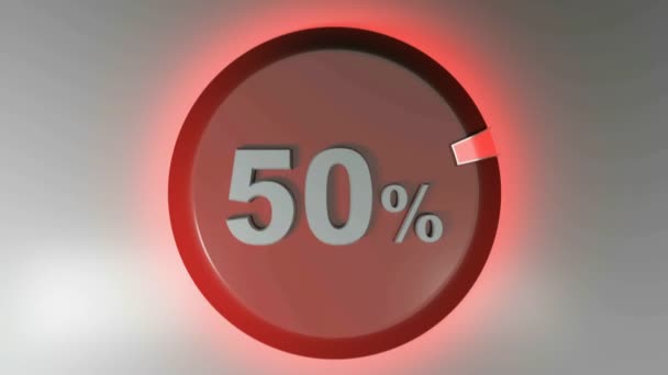 50% red circle sign with rotating cursor - 3D rendering video clip — Stock Video