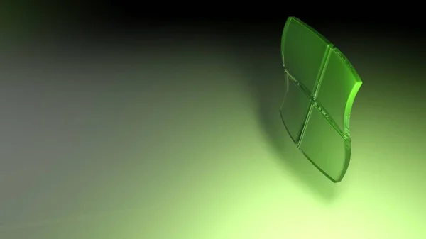 Fondo Abstracto Con Cuatro Vidrios Cuadrados Transparentes Color Verde Ondeando — Foto de Stock