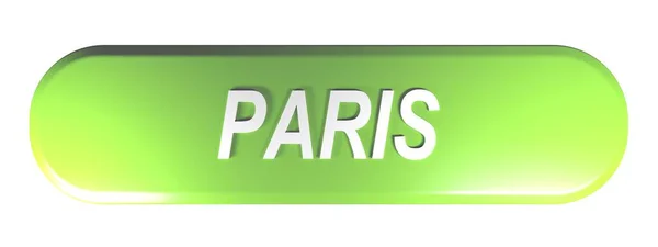 Paris Botão Retângulo Arredondado Verde Ilustração Renderização — Fotografia de Stock