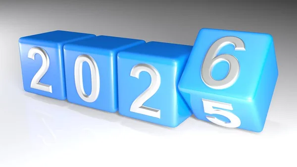 2025 2026 Cubos Azules Con Número Giro Ilustración Representación — Foto de Stock