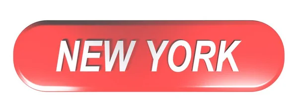 New York Κόκκινο Στρογγυλό Ορθογώνιο Μπουτόν Απεικόνιση Απόδοση — Φωτογραφία Αρχείου
