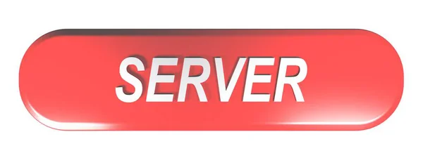 Server Röd Rundad Rektangel Tryckknapp Rendering Illustration — Stockfoto