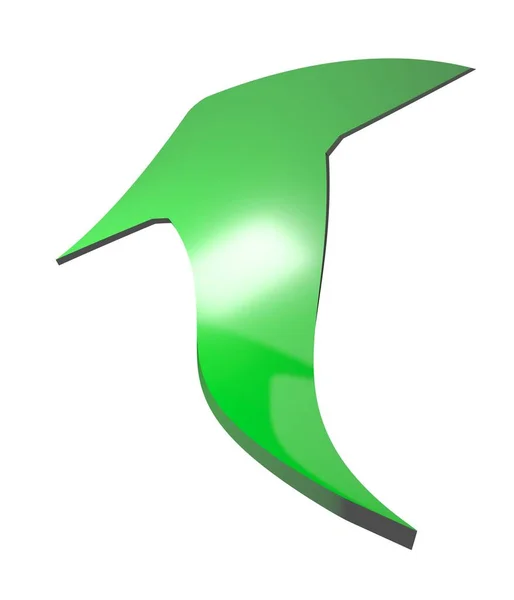 白い背景に隔離された緑のねじれ矢印 3Dレンダリングイラスト — ストック写真
