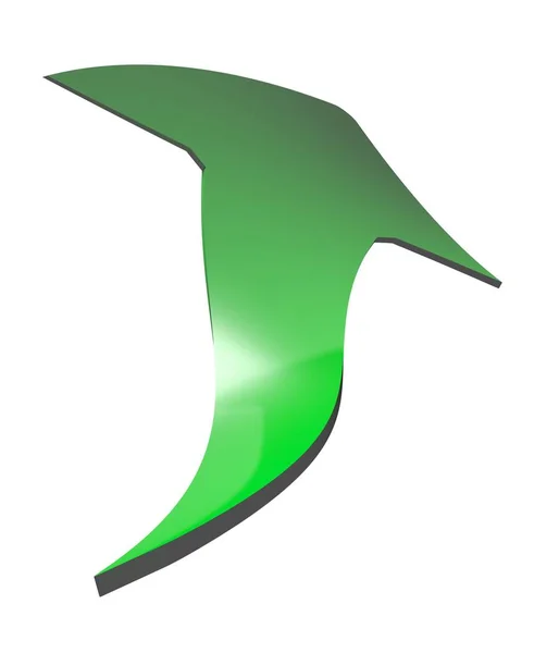 Green Twisting Arrow Isolated White Background Rendering Illustration — Stock Photo, Image