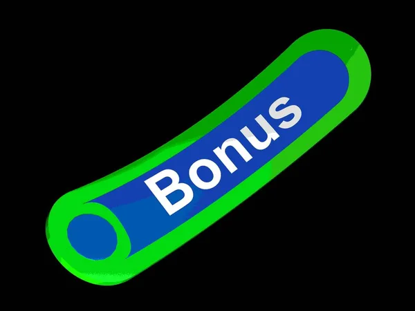 Bonus Green Blue Bent Tag Black Background Rendering Illlustration — Stock Photo, Image