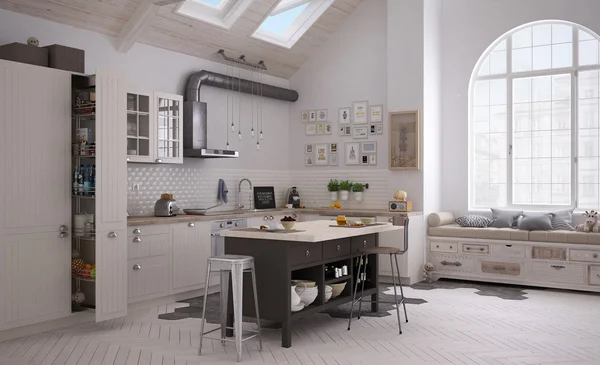 Cozinha escandinava, design de interiores — Fotografia de Stock