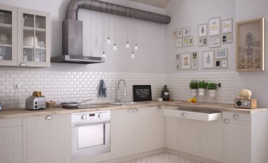 İskandinav beyaz mutfak