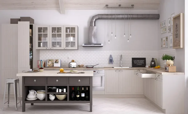 Scandinavische witte keuken — Stockfoto