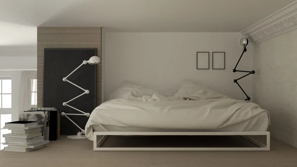 Soppalco camera da letto, 3d illustrazione — Foto Stock