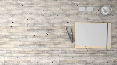 Parke ve ofis malzeme, üstten görünüm ile şık arka plan