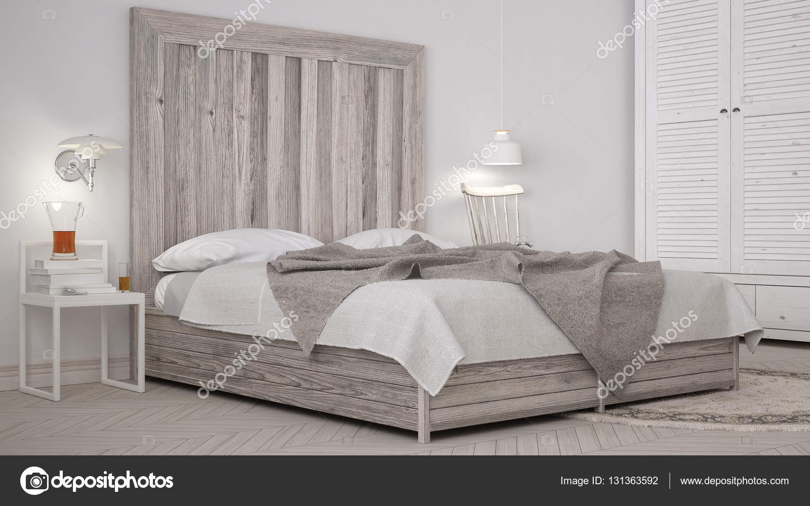 Fai da te camera da letto, letto con testiera in legno, design chic ... Fai da te camera da letto