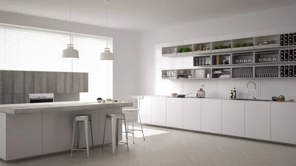 Scandinavian white kitchen, minimalistic interior design — Stock Photo, Image