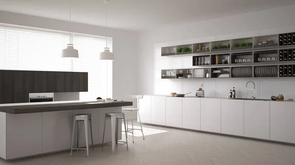 Skandinavische weiße Küche, minimalistisches Interieur — Stockfoto