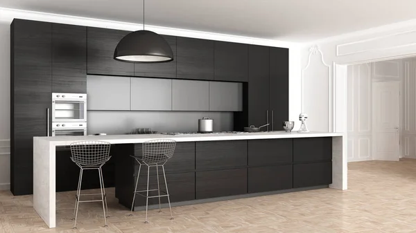 Cucina classica, interior design minimalista — Foto Stock