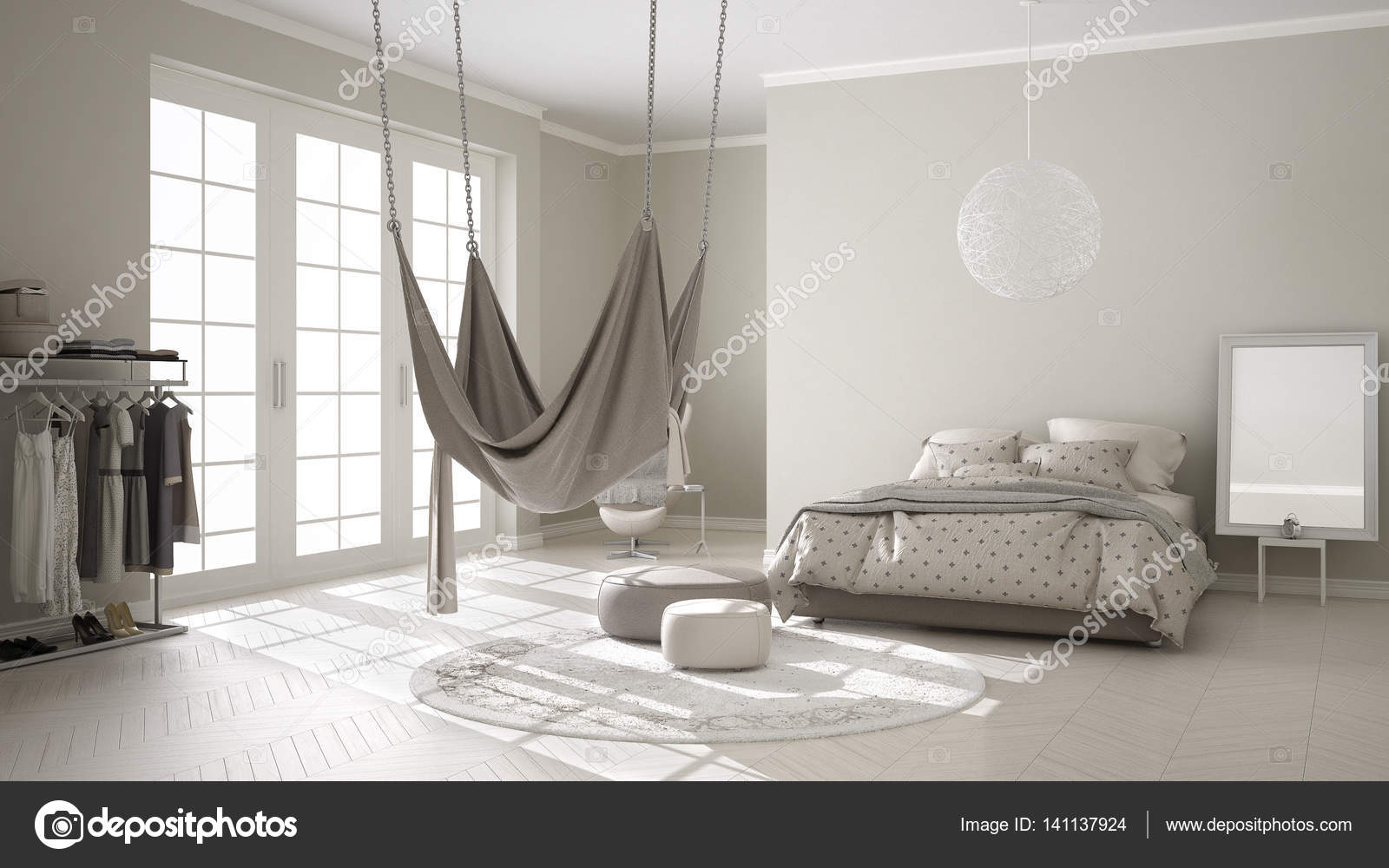 Camera da letto classica design minimalista degli interni for Letto minimalista