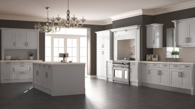 Klasik mutfak, İskandinav en az iç tasarım woode ile