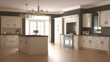 Klasik mutfak, İskandinav en az iç tasarım woode ile