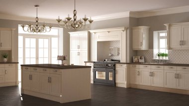 Klasik mutfak, İskandinav en az iç tasarım woode ile