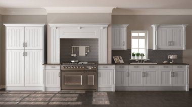 Klasik mutfak, İskandinav en az iç tasarım woode ile