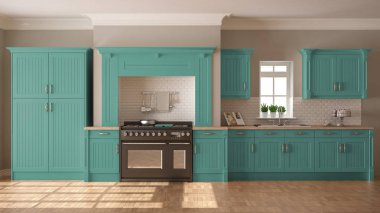 Klasik mutfak, İskandinav en az iç tasarım woode ile