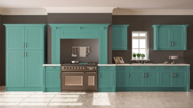 Klasik mutfak, İskandinav en az iç tasarım woode ile