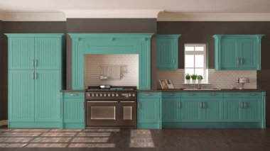 Klasik mutfak, İskandinav en az iç tasarım woode ile