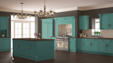 Klasik mutfak, İskandinav en az iç tasarım woode ile