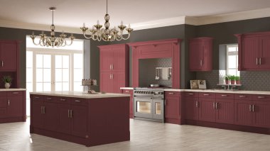 Klasik mutfak, İskandinav en az iç tasarım woode ile